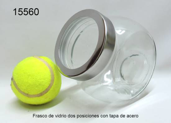 Imagen de FRASCO DE VIDRIO CON TAPA DE ACERO 2 POSICIONES 4.25